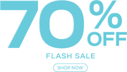 Huge 70% off flash sale announcement with "Shop Now" button for online retail promotion