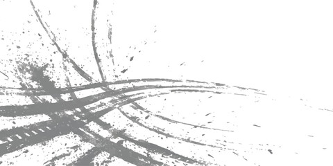 Abstract gray ink brush strokes and paint splatters texture design element