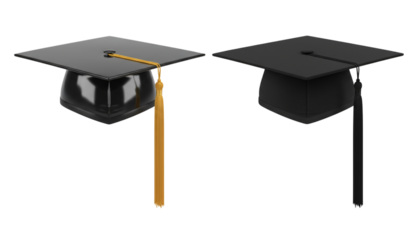 Scholarly mortarboard duo isolated on transparent background