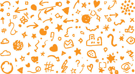 Vector fire flames and alphabet numbers seamless pattern illustration design set