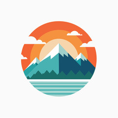 Charming cartoon shiba inu dog waving paw with warm orange circular background illustration