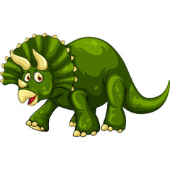 Cartoon Green Triceratops Dinosaur Transparent Background Jurassic Creature Standing