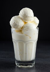 Creamy milk ice dessert, delightfully cold and sweet, perfect for a warm day. Smooth texture inviting a refreshing taste experience ,frozen ,culinary ,treat