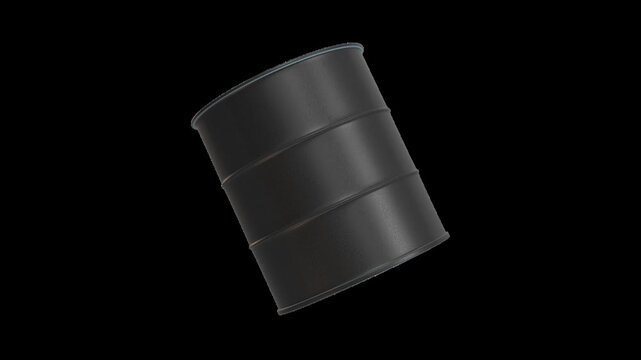 Black Metal Barrel on Isolated Background