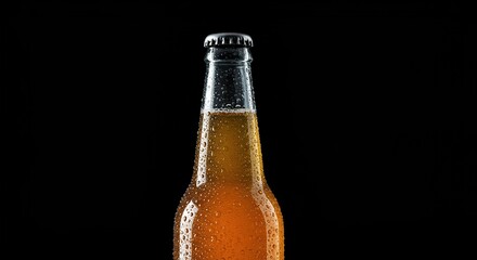 Crisp apple cider, bottled and chilled, glistening with condensation on its surface, ready for a refreshing moment ,glass bottle ,natural ,delicious