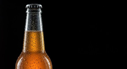 Crisp apple cider, bottled and chilled, glistening with condensation on its surface, ready for a refreshing moment ,traditional ,enjoyment ,chilled