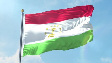 4K Tajikistan flag waving in the wind - realistic Tajikistan flag animation in high resolution, perfect for Tajikistan national day, independence, travel and patriotic video projects