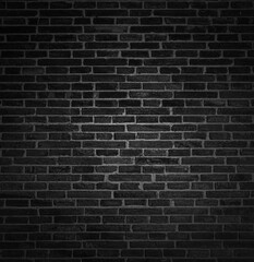 Rough black brick wall texture or background	