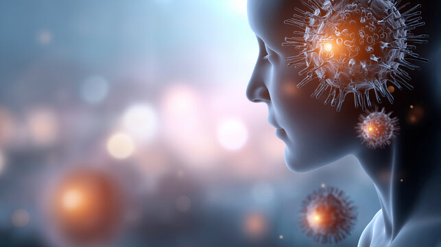 Rendering of 3D concept for oncology treatment faceless visualization killing cancer cells slightly defocused pastel background innovative therapy illustration medical research - Powered by Adobe