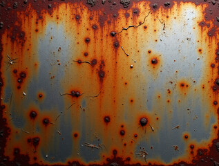 Heavy Rust Texture on Distressed Metal Plate with Dripping Oxidized Paint and Grunge Background