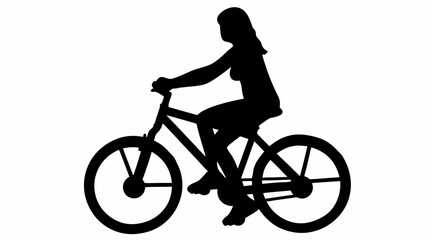 Silhouette of woman riding bike for fitness, recreation, and eco friendly transportation, promoting wellness