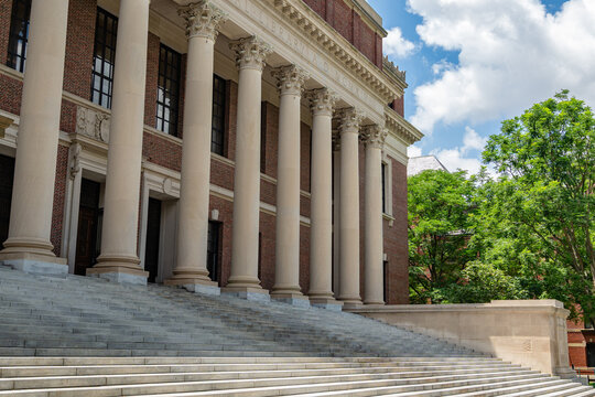 Cambridge, MA, USA - May 1, 2025: Widener Library on the campus at this private Ivy League research university.