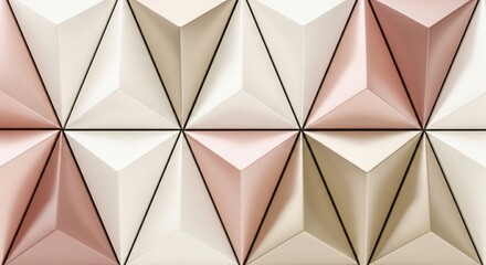 Pearl and Rose Gold 3D Wall. Soft Luxury Mosaic Wallpaper.