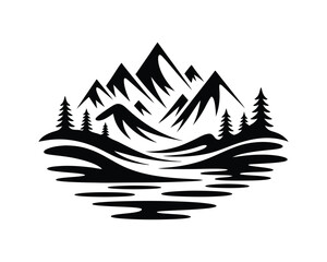 Mountain Lake Landscape Illustration Vector