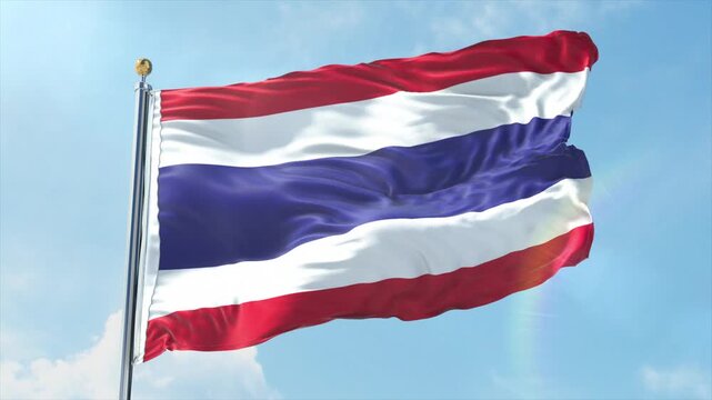 4K Thailand flag waving in the wind - realistic Thailand flag animation in high resolution, perfect for Thailand national day, independence, travel and patriotic video projects