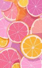 Colorful Citrus Fruits Arranged on a Light Background Creating a Vibrant Pattern