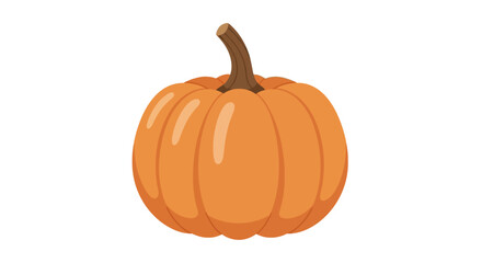 A simple, cartoonish orange gourd with a brown stem, likely a pumpkin, sits isolated against a white background