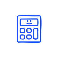 Fototapeta premium Blue, cute, calculator with a smiling display