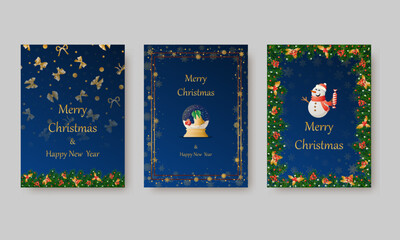 Elegant vector design for Christmas invitation, card, poster, wallpaper. Christmas ball, snow background, festive frame on colored background.