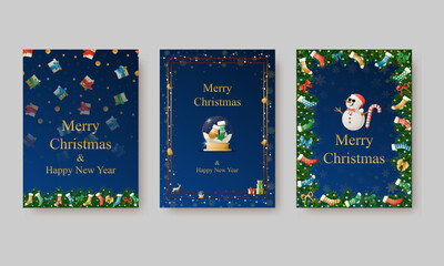 Elegant vector design for Christmas invitation, card, poster, wallpaper. Christmas ball, snow background, festive frame on colored background.