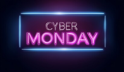 Exciting Deals on Cyber Monday With Vibrant Neon Lights in the Background