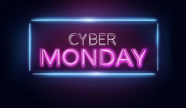 Exciting Deals on Cyber Monday With Vibrant Neon Lights in the Background