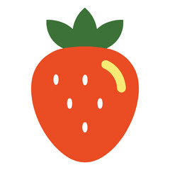 Obraz premium A minimalist modern vector icon of a strawberry, using bright red, forest green, and delicate white seeds, isolated on a solid white background.