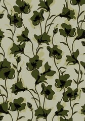 Green Abstract Flowers Blur Pattern Floral Print 