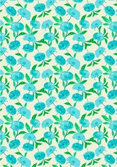 Romantic blue with green Leaves Pattern