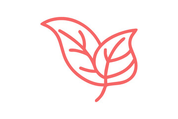 Two red outline leaves with veins on a black background leaf