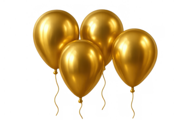Golden balloons flying, celebrating success, luxury, and festive events with elegant party decoration