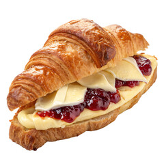Croissant Sandwich with Jam and Butter, cutout PNG transparent background