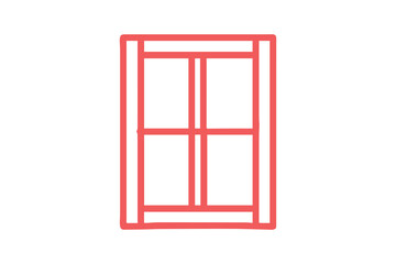 Obraz premium Red Outline of a Window on Black Background image