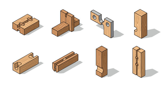 Durable wooden joinery techniques demonstrated with isometric precision for carpentry and construction projects