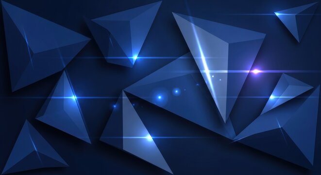 Abstract geometric composition with dark blue triangles and light accents