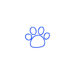 Blue outline of a paw print with four toes