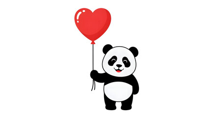 Cute Panda with Balloon Cartoon Illustration Bear Animal