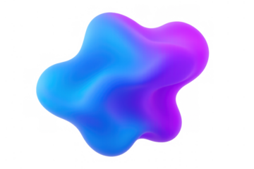 Abstract fluid holographic gradient blob shape floating, adding a vibrant organic flow to designs. Transparent background