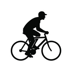 Fototapeta premium Silhouette cyclist biking sports activity, healthy lifestyle black white vector icon illustration