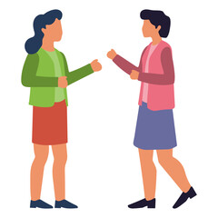 Two Women Standing and Talking Illustration