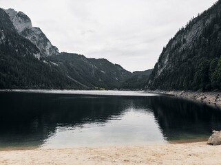 Serene Alpine Lake Reflection in Gosausee, Salzkammergut, Austria