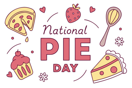NATIONAL PIE DAY vector illustration isolated on white background - Powered by Adobe