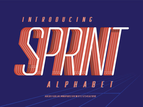 sport running track style alphabet design with uppercase and numbers