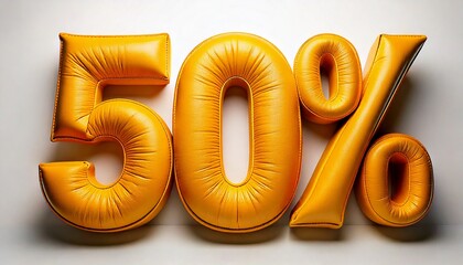 A yellow fifty percent off in balloon style with white background
