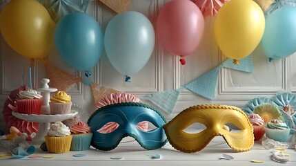 Colorful kids party decor close-up