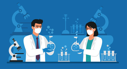 Professional scientists collaborating on groundbreaking research with advanced equipment in a modern laboratory setting