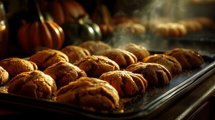 Close-up of autumn pumpkin cookies