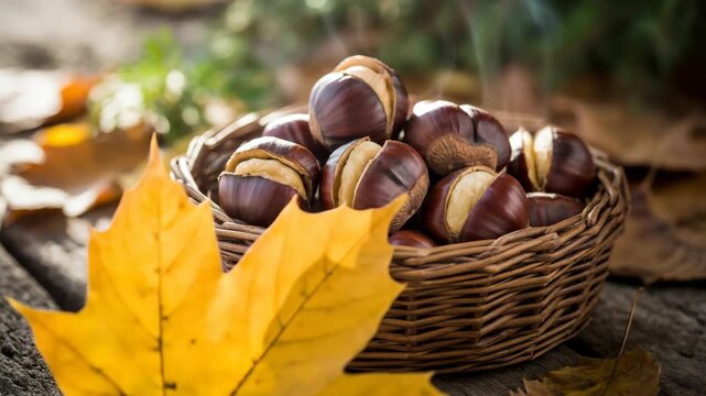 chestnuts in a wicker basket