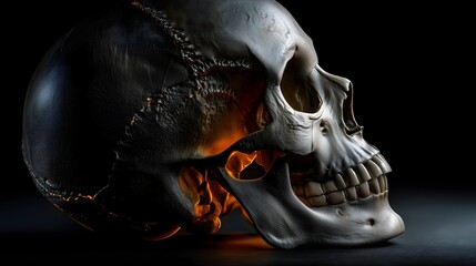 Minimal skull prop on matte surface