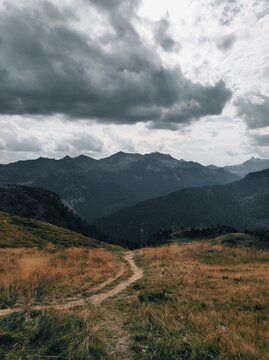 Dramatic Landscape of the Alps on a Cloudy Day